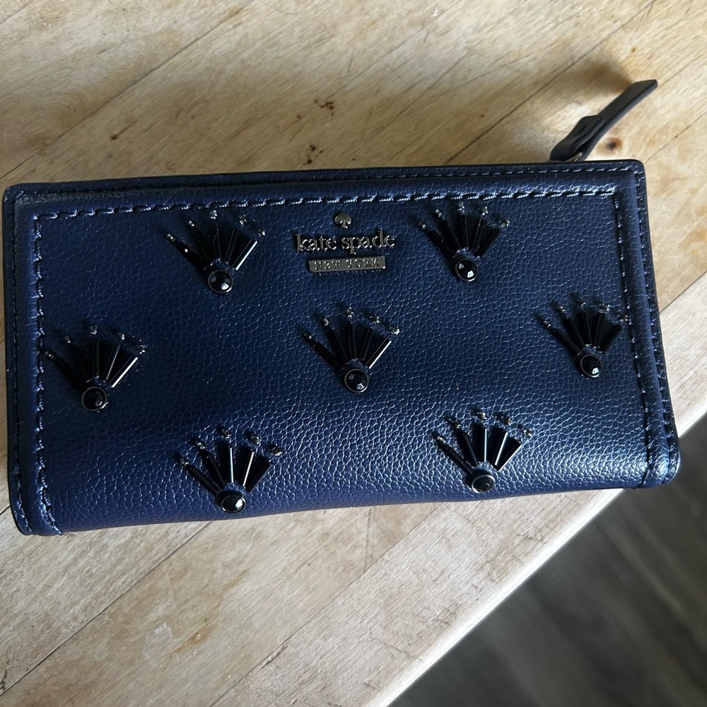 Kate Spade Blue Wallet with Black Details